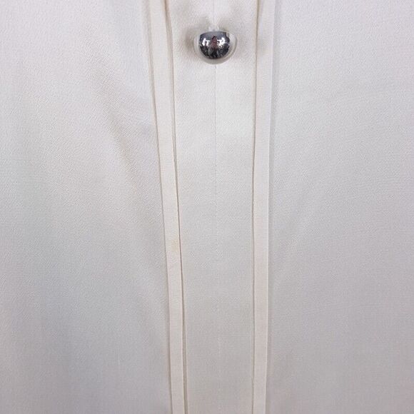 DEREK LAM 10 CROSBY Womens Top Size 4 Ivory Mock Neck Keyhole Satin Blouse - Picture 8 of 13